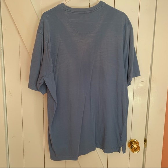 Men's Distressed Work Shirt Crew Neck Short Sleeve T-Shirt Tee Blue - Picture 10 of 10